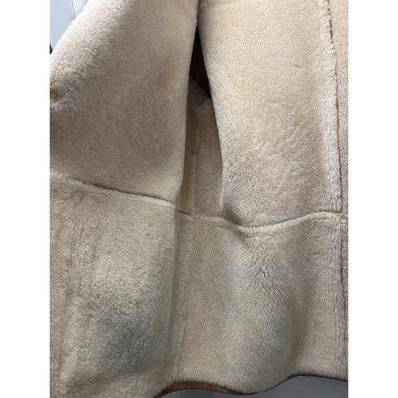 Overland Men’s Soft Suede Sherpa Blazer Shearling Sheepskin Coat Size L Beige - Picture 7 of 16